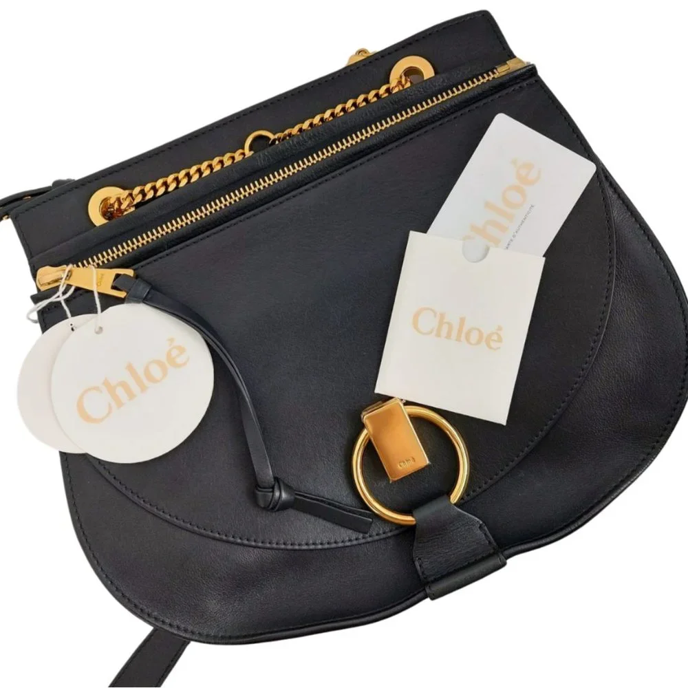 Chloe Goldie Medium Black Leather Shoulder Bag - Picture 3 of 16